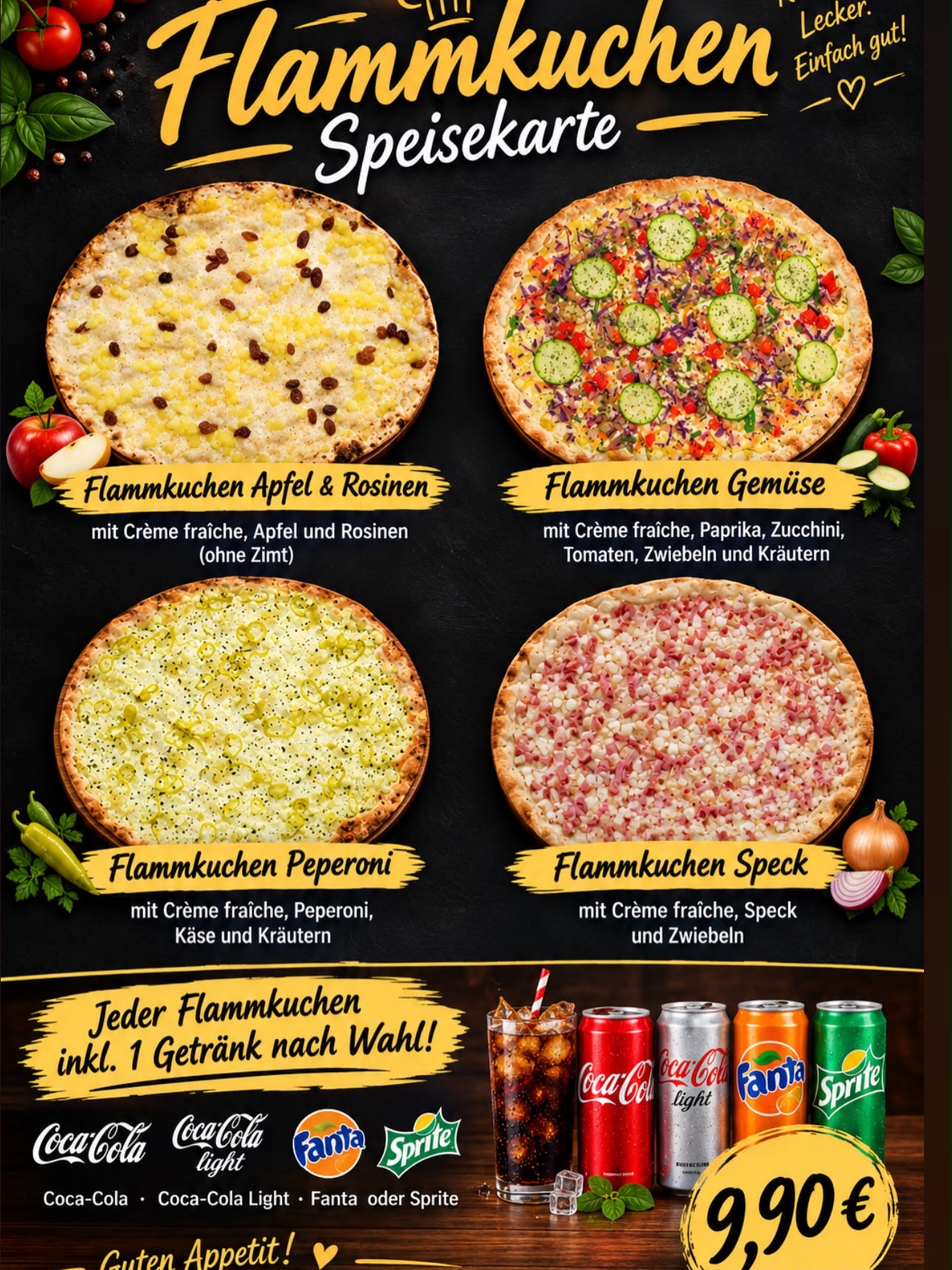 Flammkuchen-Speisekarte